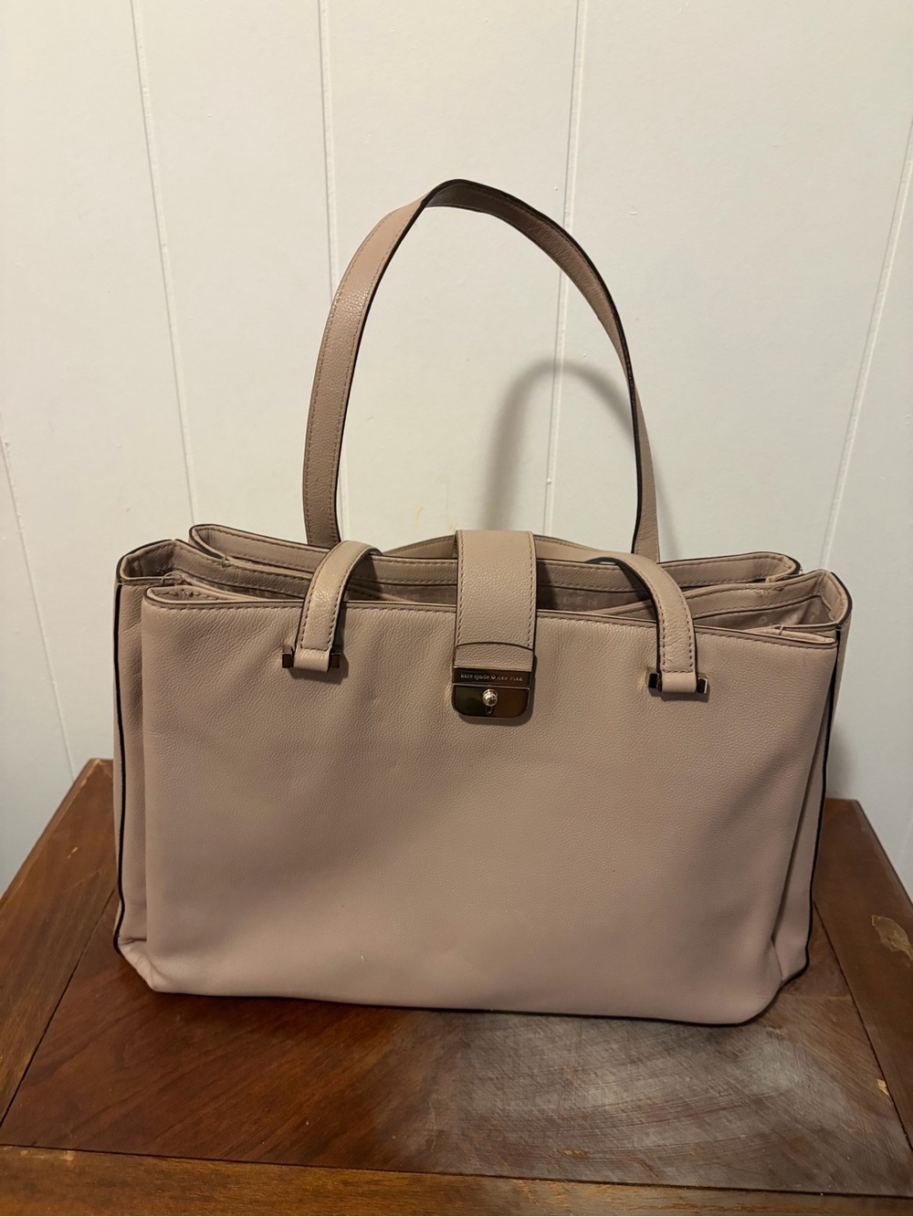kate spade Pebbled Leather Tote in Nude Blush